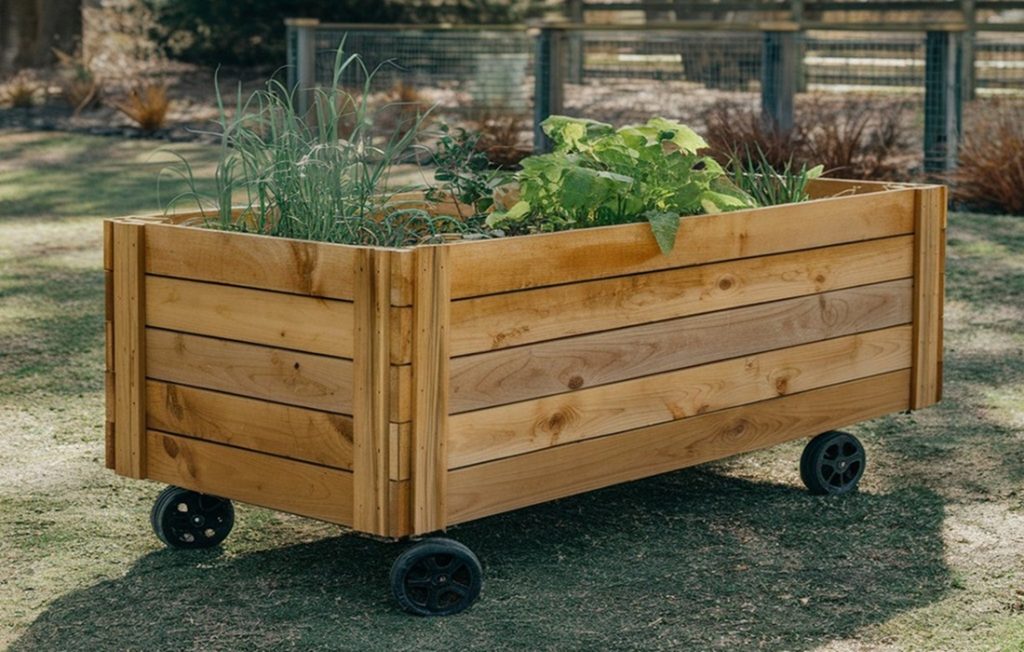 raised garden bed on wheels